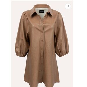 Dolce Cabo Tan Vegan Leather Shirt Dress